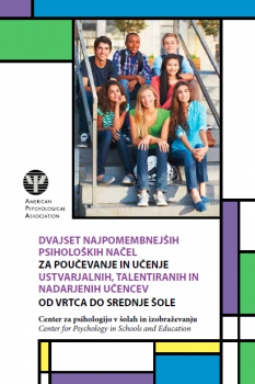Naslovnica za Dvajset najpomembnejših psiholoških načel za poučevanje in učenje ustvarjalnih, talentiranih in nadarjenih učencev od vrtca do srednje šole